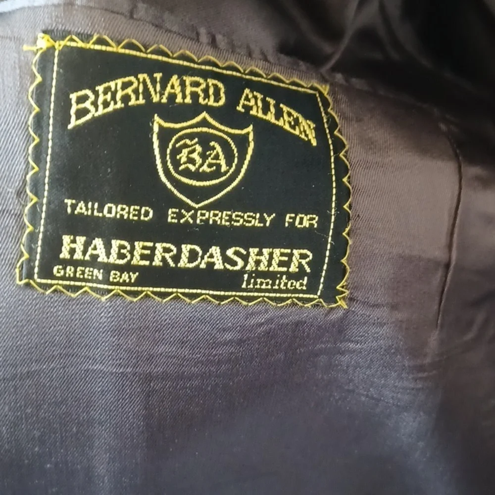 Bernard Allen Wool HerringboneSport Coat  black&white, 44L, Union Made In USA